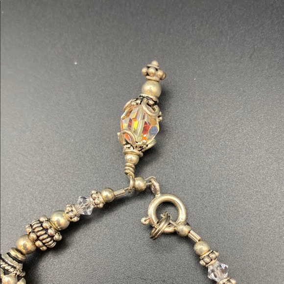 925 Sterling Silver Textured Beaded Bracelet with Intricate Spacers - Picture 2 of 7